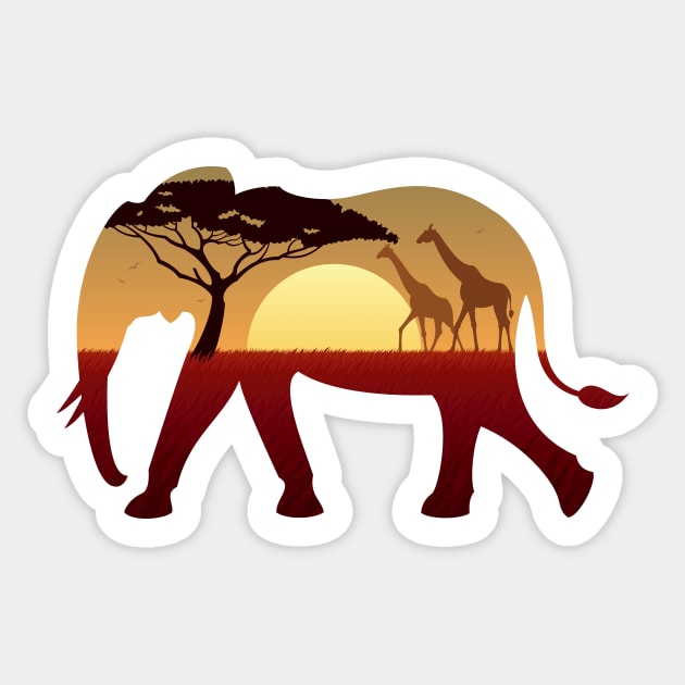 Elephant Landscape Sticker by Malchev